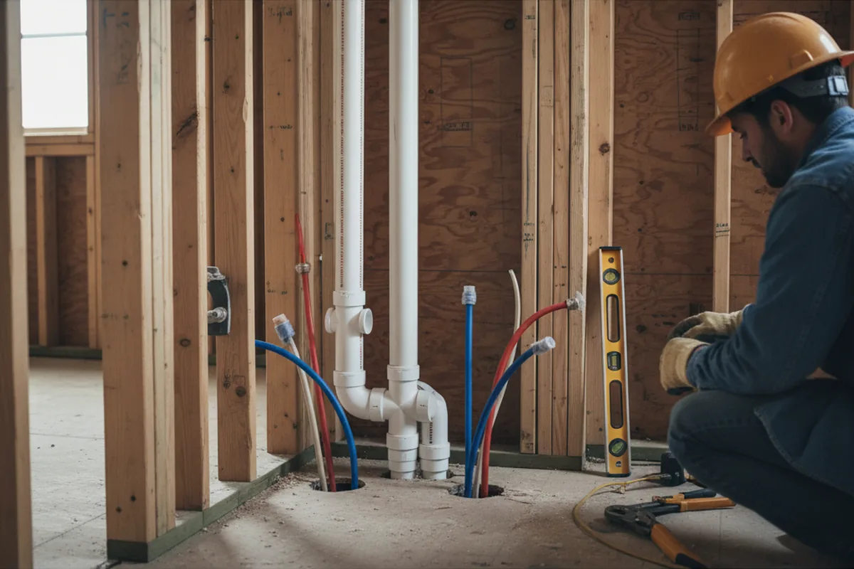 Drain and supply rough-in during Toilet Repair and Installation in Sound Beach